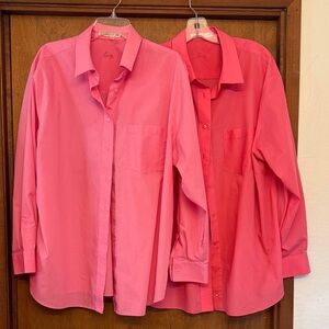 Lot of 2 Foxcroft Wrinkle-Free Pink Blouses Women’s Size 18W Long Sleeve